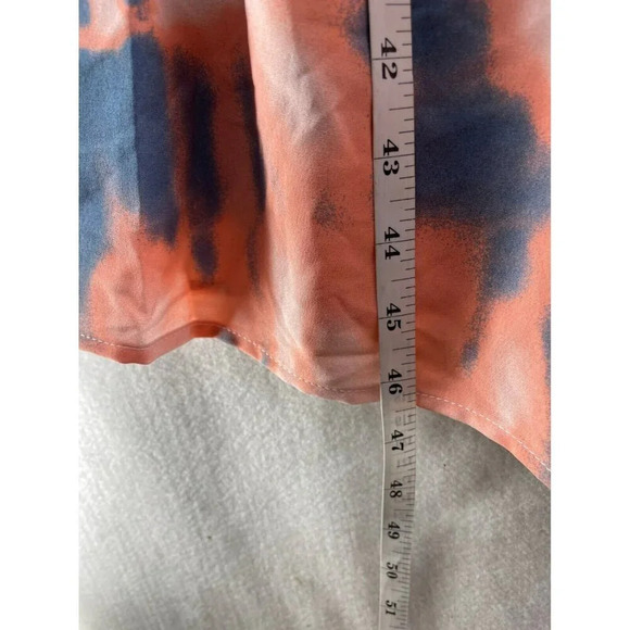 Shein Dress Women's Sz 4 Orange Tie Dye One Shoulder Layered Hem Maxi Smocked - Picture 5 of 10